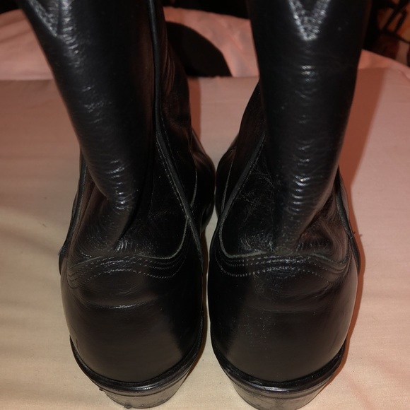 ABILENE MEN BLACK LEATHER COWBOY BOOTS SZ. 7 - Picture 4 of 10